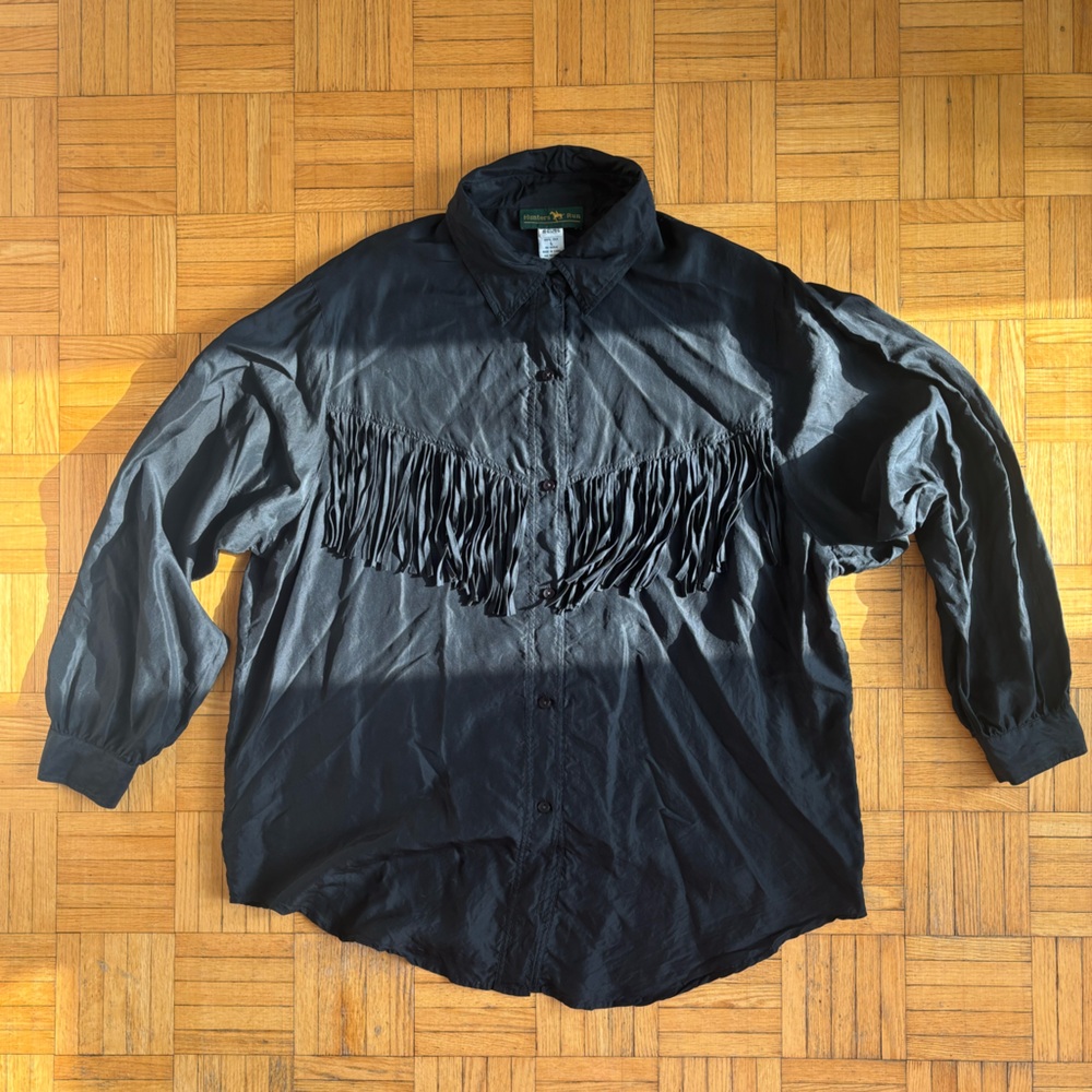 Black Silk Western Style Shirt